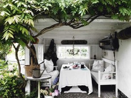 ダイニング, 屋外, 窓, 庭